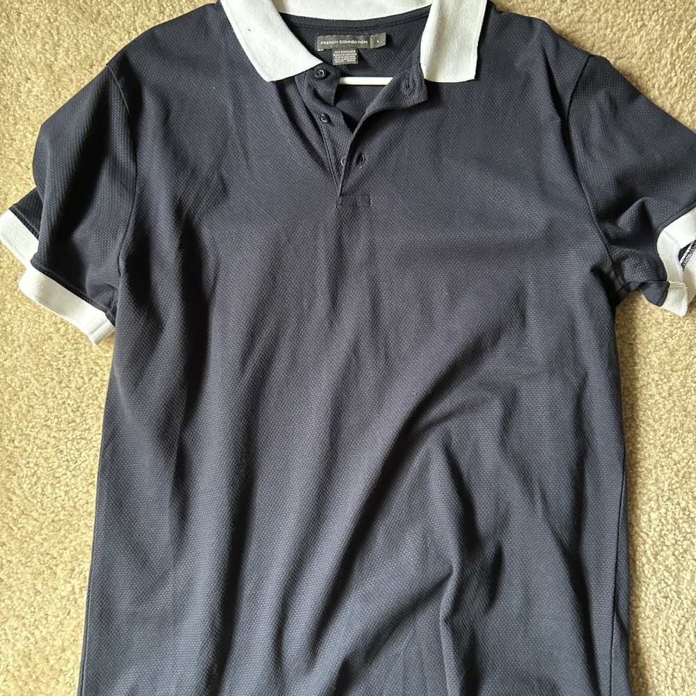French Connection Blue and White Polo Shirt